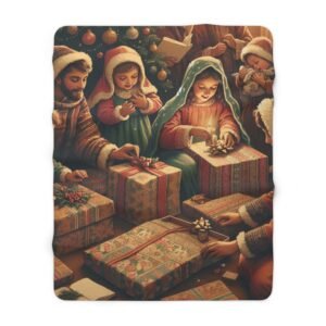 Christmas Themed Sherpa Fleece Blanket, Holiday Winter Home Decor, Cozy Throw Gift, Xmas Bedroom Decoration, Festive Living Room Accent