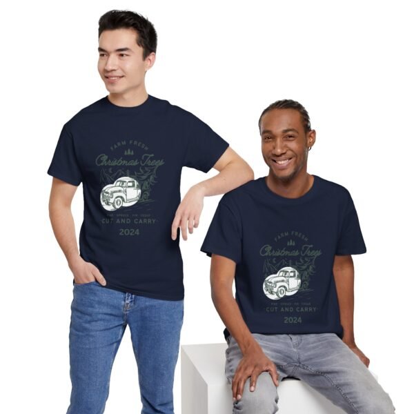 Vintage Christmas Unisex Heavy Cotton Tee with Old Truck, Holiday T-Shirt, Christmas Apparel, Vintage Tee, Retro Shirt, Christmas Gift - Image 3