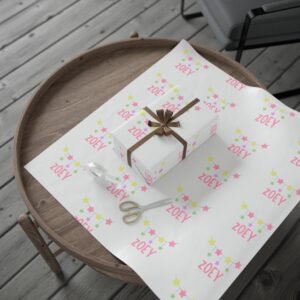 Kids Wrapping Papers, Personalized Zoey Name Gift Wrap, Children's Birthday Party Supplies, Custom Present Packaging, Unique Celebration