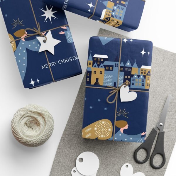 Christmas Angel Wrapping Paper Roll, Holiday Gift Wrap, Festive Xmas Present Packaging, Religious Decorative Paper, Cherub - Image 3