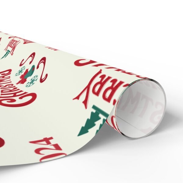 Christmas Wrapping Paper, Vintage Merry Christmas Wrapping Paper Roll, Festive Holiday Gift Wrap, Retro Xmas Gift Packaging, - Image 6