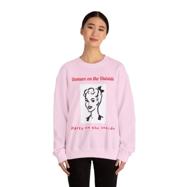 Funny Party Unisex Sweatshirt, Demure Design, Gift for Him or Her, Crewneck Jumper, Comfy Pullover, Hidden Party Inside - Image 10