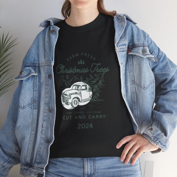 Vintage Christmas Unisex Heavy Cotton Tee with Old Truck, Holiday T-Shirt, Christmas Apparel, Vintage Tee, Retro Shirt, Christmas Gift - Image 5