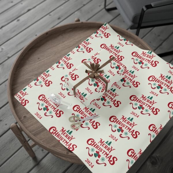 Christmas Wrapping Paper, Vintage Merry Christmas Wrapping Paper Roll, Festive Holiday Gift Wrap, Retro Xmas Gift Packaging, - Image 8