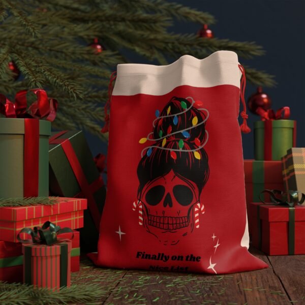 Gift Bag - 'Finally on the Nice List' Sugar Skull Design - Image 4