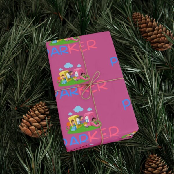 Kids Wrapping Paper, Personalized Parker Name Design, Gift Wrap for Children, Custom Birthday Present Wrap, Boys and Girls Gift Wrap Roll, - Image 3